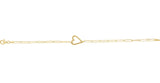 14K Gold Heart & Paperclip-Style Bracelet – 14x11mm - Yellow Gold - view 2