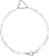 14K Gold Heart & Paperclip-Style Bracelet – 14x11mm - White Gold