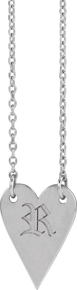 14K Gold Engravable Heart Necklace – 13.5x10mm - White Gold - view 3