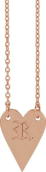 14K Gold Engravable Heart Necklace – 13.5x10mm - Rose Gold - view 3