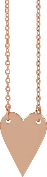 14K Gold Engravable Heart Necklace – 13.5x10mm - Rose Gold