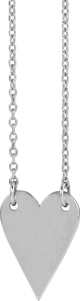 Platinum Engravable Heart Necklace – 13.5x10mm