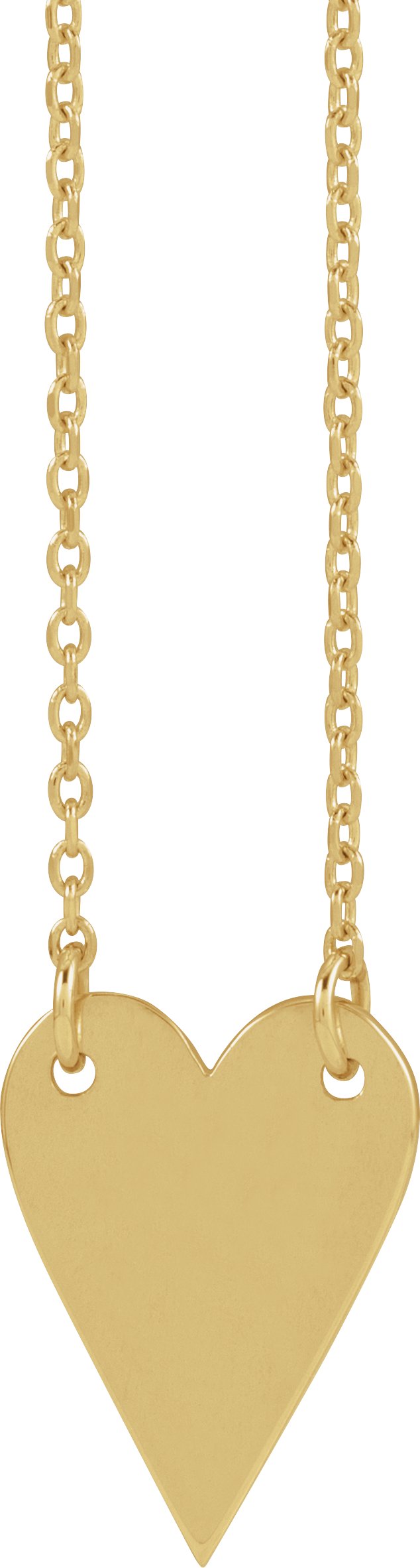 14K Gold Engravable Heart Necklace – 13.5x10mm - Yellow Gold