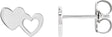 Platinum Double Heart Stud Earring