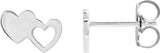Platinum Double Heart Stud Earring