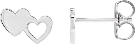 Platinum Double Heart Stud Earring