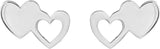 14K Gold Double Heart Stud Earring - White Gold - view 2