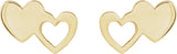14K Gold Double Heart Stud Earring - Yellow Gold - view 2