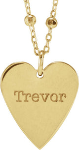14K Gold Engravable Heart Necklace or Pendant – 15.6x12mm - Yellow Gold - view 3