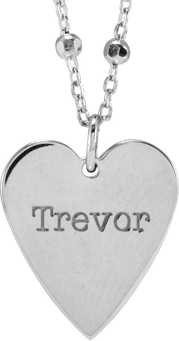 14K Gold Engravable Heart Necklace or Pendant – 15.6x12mm - White Gold - view 3