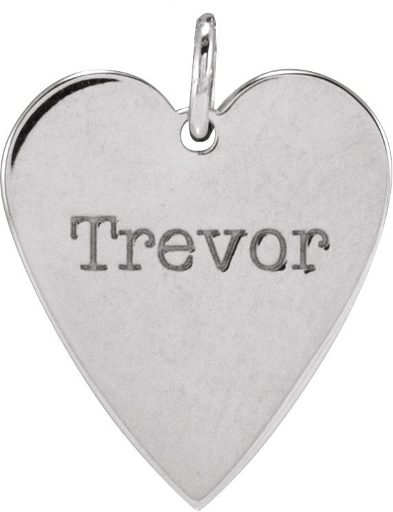 14K Gold Engravable Heart Necklace or Pendant – 15.6x12mm - White Gold - view 4
