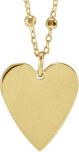 14K Gold Engravable Heart Necklace or Pendant – 15.6x12mm - Yellow Gold