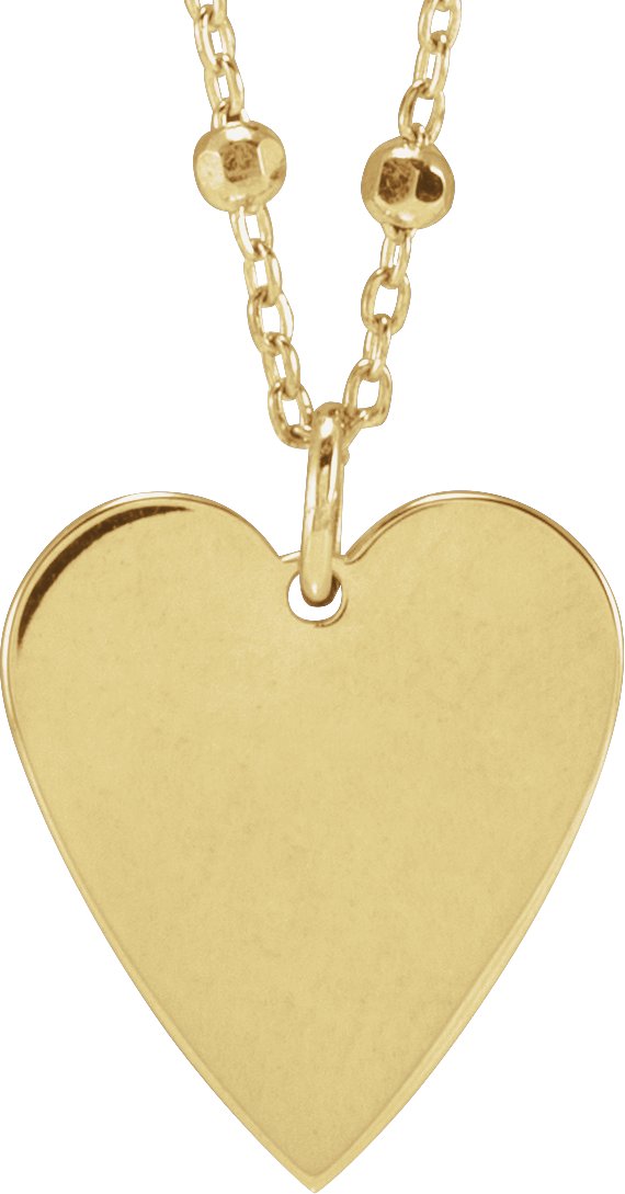 14K Gold Engravable Heart Necklace or Pendant – 15.6x12mm - Yellow Gold