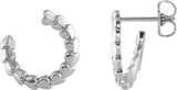 14K Gold Front-Back Heart Hoop Earrings - White Gold