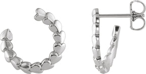 14K Gold Front-Back Heart Hoop Earrings - White Gold