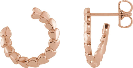 14K Gold Front-Back Heart Hoop Earrings - Rose Gold