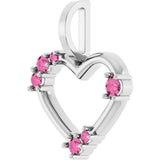 Platinum Round Natural Pink Sapphire Accented Heart Pendant - view 5