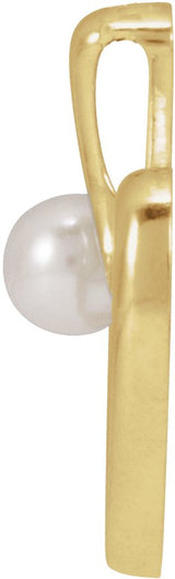 14K Gold Cultured White Akoya Pearl Pearl Heart Necklace or Pendant - Yellow Gold - view 4