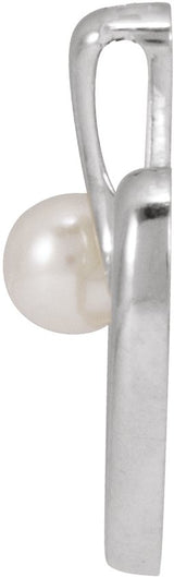 Platinum Cultured White Akoya Pearl Pearl Heart Necklace or Pendant - view 4