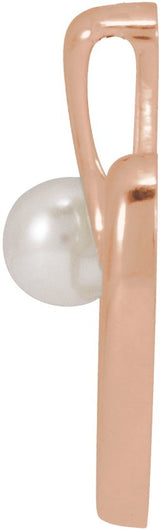 14K Gold Cultured White Akoya Pearl Pearl Heart Necklace or Pendant - Rose Gold - view 4