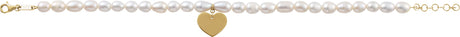 14K Gold Cultured White Freshwater Pearl Heart & Pearl Bracelet - view 2