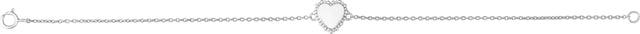14K Gold Engravable Beaded Heart Bracelet - White Gold - view 2