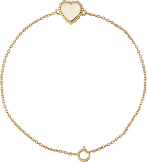 14K Gold Engravable Beaded Heart Bracelet - Yellow Gold