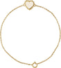 14K Gold Engravable Beaded Heart Bracelet - Yellow Gold