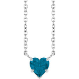14K Gold Natural London Blue Topaz Heart Solitaire Necklace - White Gold