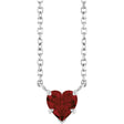 14K Gold Natural Mozambique Garnet Heart Solitaire Necklace - White Gold