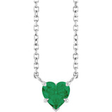 Platinum Lab-Grown Emerald Heart Solitaire Necklace