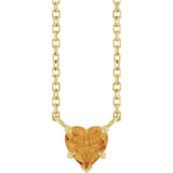 14K Gold Natural Citrine Heart Solitaire Necklace - Yellow Gold