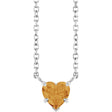 14K Gold Natural Citrine Heart Solitaire Necklace - White Gold