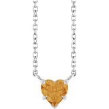 14K Gold Natural Citrine Heart Solitaire Necklace - White Gold