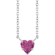 Platinum Natural Pink Tourmaline Heart Solitaire Necklace