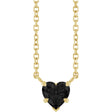 14K Gold Natural Onyx Heart Solitaire Necklace - Yellow Gold