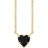 14K Gold Natural Onyx Heart Solitaire Necklace - Yellow Gold