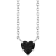 Platinum Natural Onyx Heart Solitaire Necklace