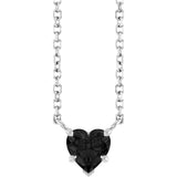 Platinum Natural Onyx Heart Solitaire Necklace