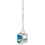 Platinum Natural London Blue Topaz Heart Solitaire Necklace - view 3