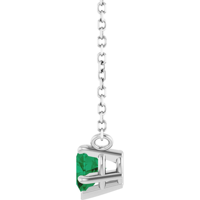 Platinum Lab-Grown Emerald Heart Solitaire Necklace - view 3