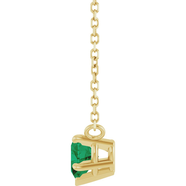 14K Gold Lab-Grown Emerald Heart Solitaire Necklace - Yellow Gold - view 3