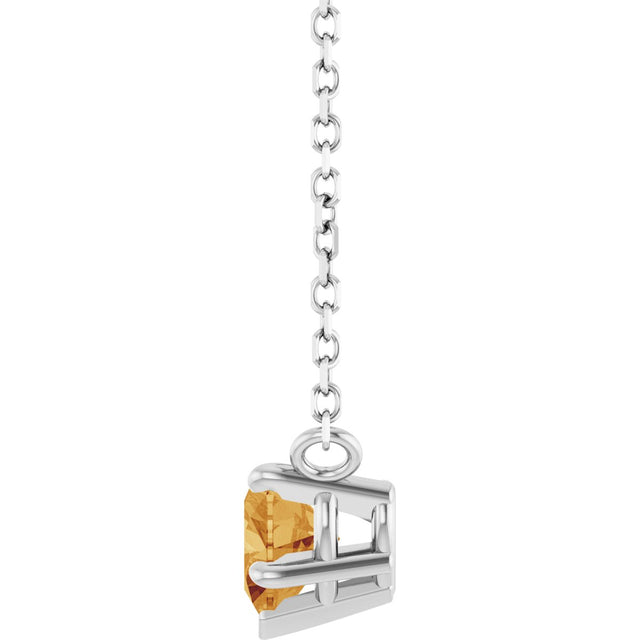 Platinum Natural Citrine Heart Solitaire Necklace - view 3