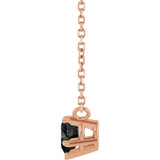14K Gold Natural Onyx Heart Solitaire Necklace - Rose Gold - view 3