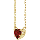 14K Gold Natural Mozambique Garnet Heart Solitaire Necklace - Yellow Gold - view 2