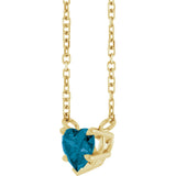 14K Gold Natural London Blue Topaz Heart Solitaire Necklace - Yellow Gold - view 2