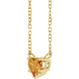 14K Gold Natural Citrine Heart Solitaire Necklace - Yellow Gold - view 2