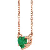 14K Gold Lab-Grown Emerald Heart Solitaire Necklace - Rose Gold - view 2