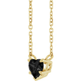 14K Gold Natural Onyx Heart Solitaire Necklace - Yellow Gold - view 2
