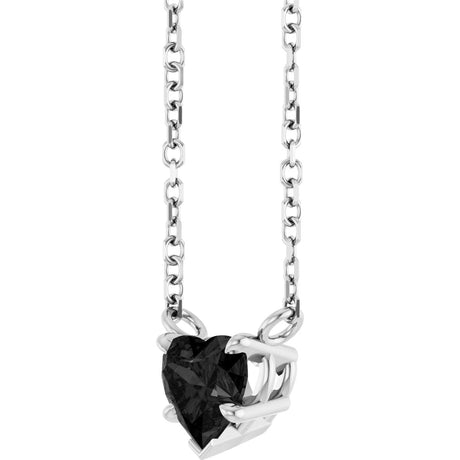 Platinum Natural Onyx Heart Solitaire Necklace - view 2